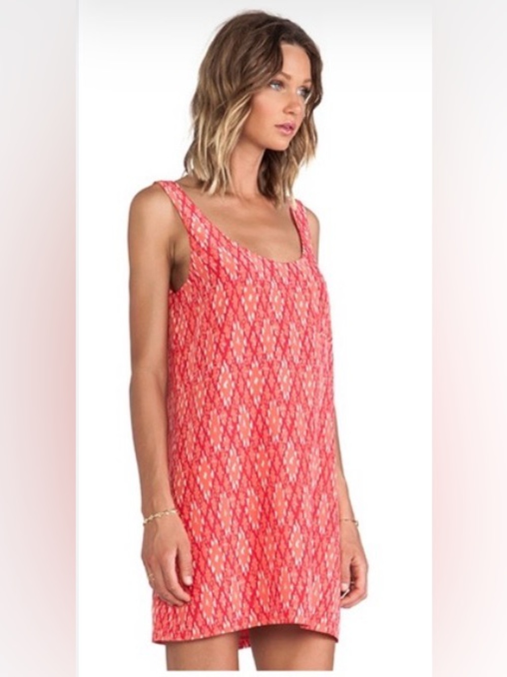Joie Dawna NWT Ikat Tank Coral Geo-Print Sleeveless Mini Dress